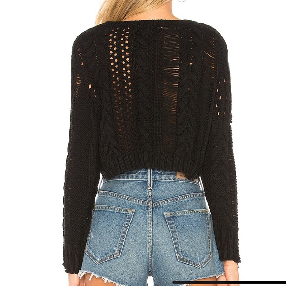 Lovers+Friends Distress Me Out Black Sweater - Picture 2 of 7